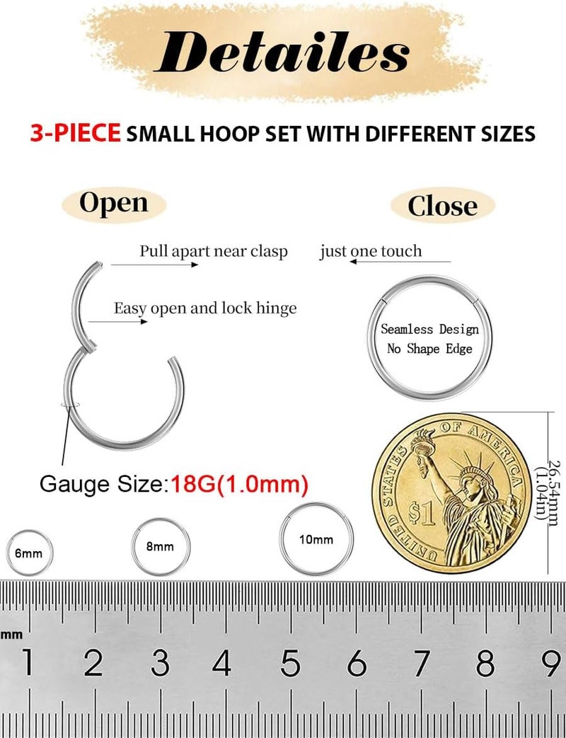 AMASIS Opal Nose Ring Studs Horseshoe Nose Rings Hoops Stud 316L Stainless Steel Nose Rings Round CZ Square Screw L Shaped Nose Stud Hypoallergenic Nostril Piercing Jewelry for Women Men - Image 3